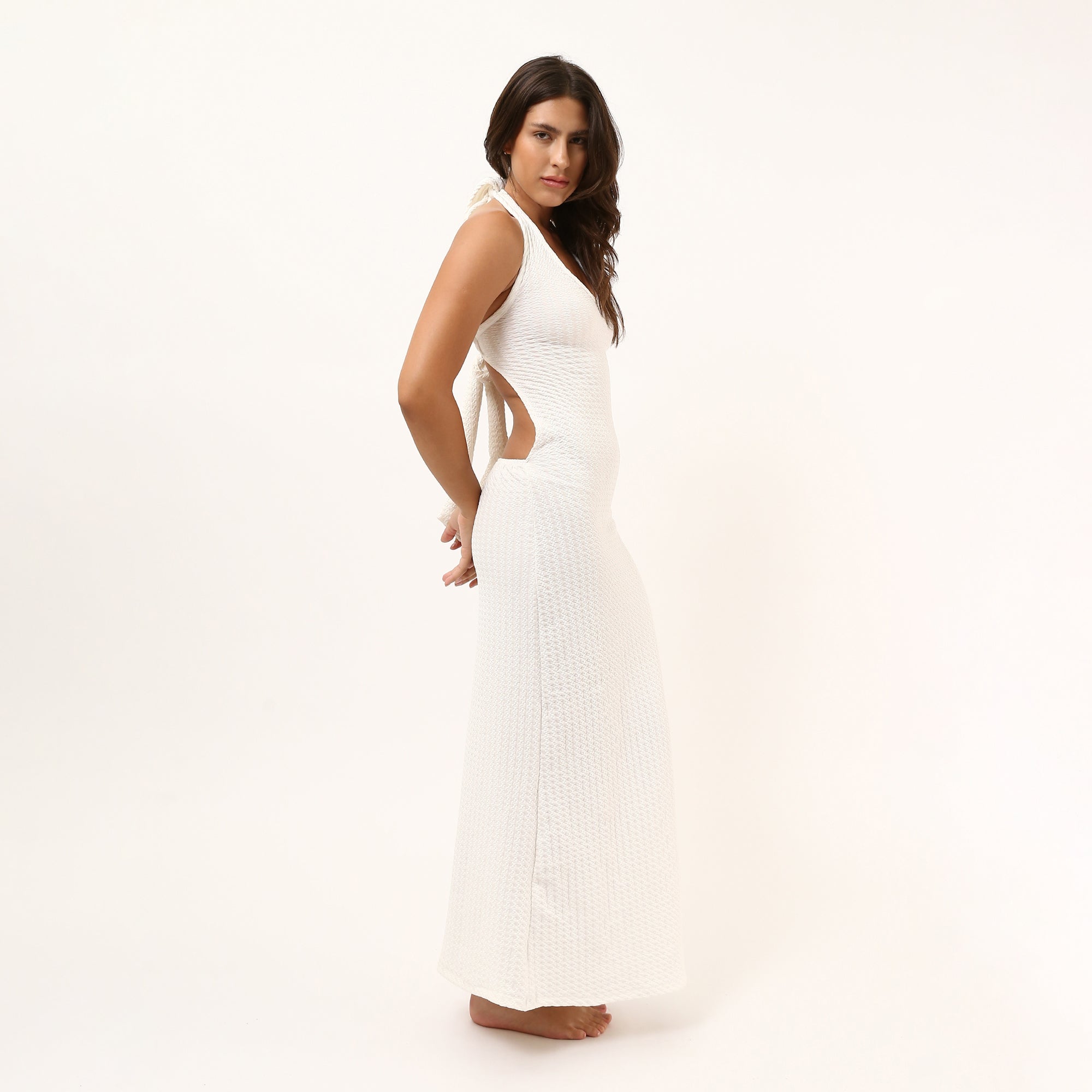 White Emely Halter Maxi Dress